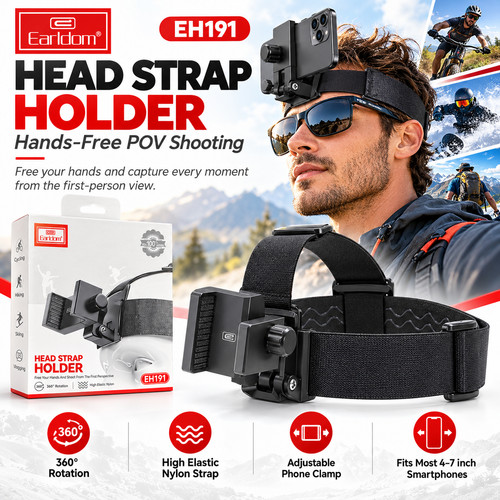 Head strap phone holder - phone, 360°