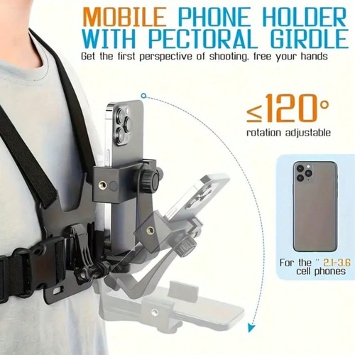 Phone chest mount strap holder - chest,