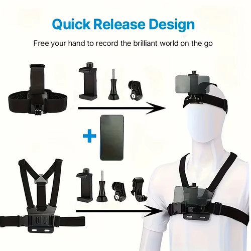Phone holder with chest strap - chest,